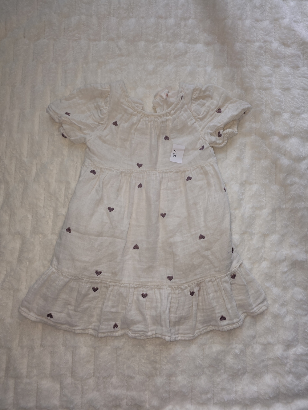 Cat & Jack White Dress with Purple Heart Details